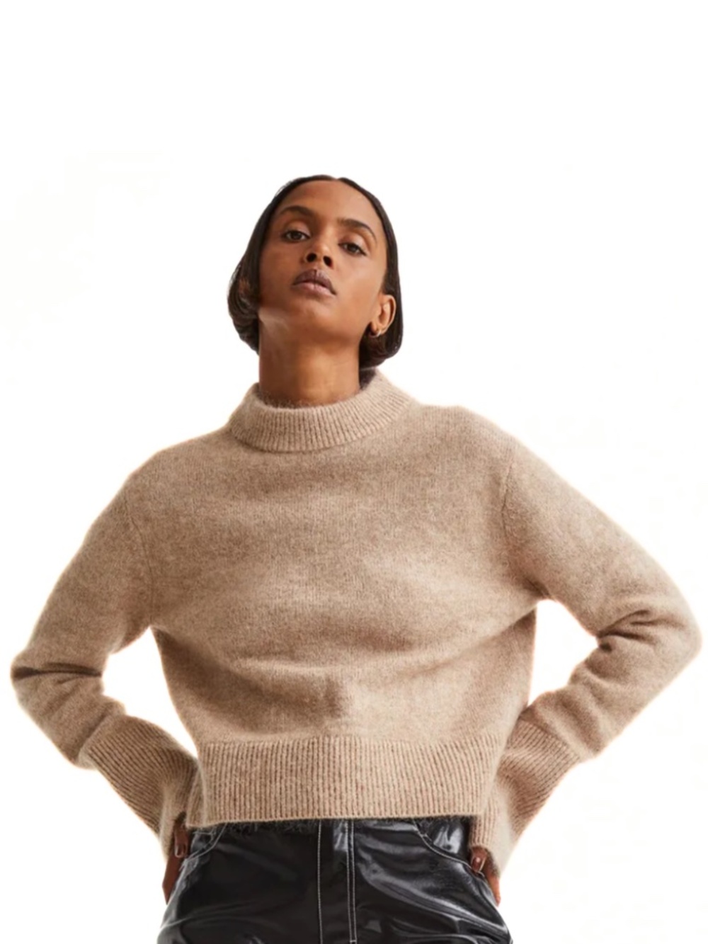 H&M Mohair-Blend Sweater Beige Size S
